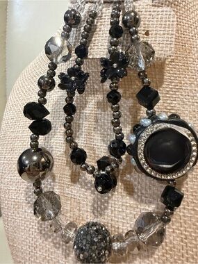 New Handmade Black and Silver Bag Charm or Phone Charm